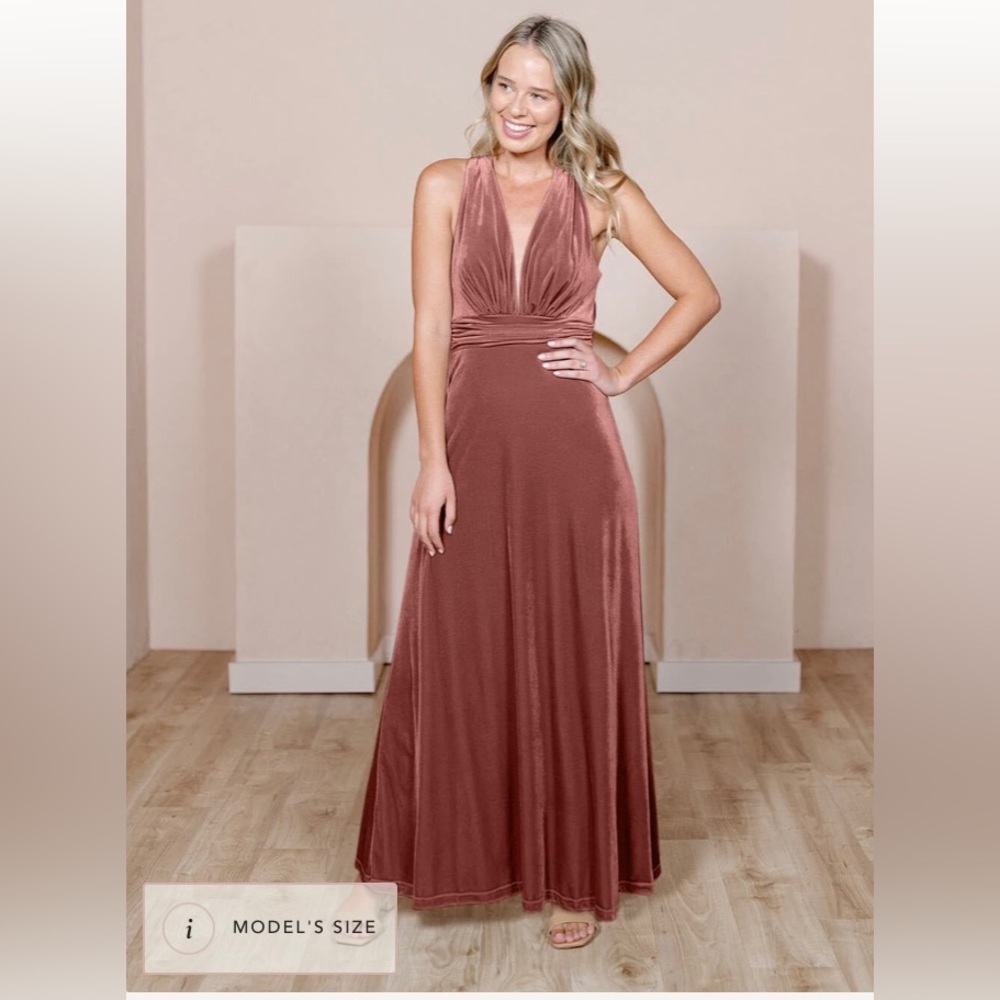Revelry dusty rose velvet maxi dress